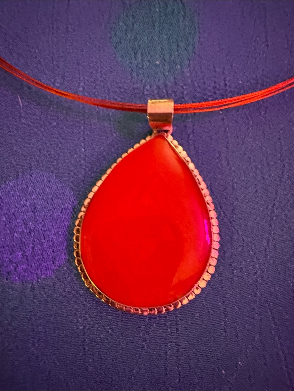 Red glass Teardrop Pendant Necklace in sterling silver- Elegant Women’s Jewelry
